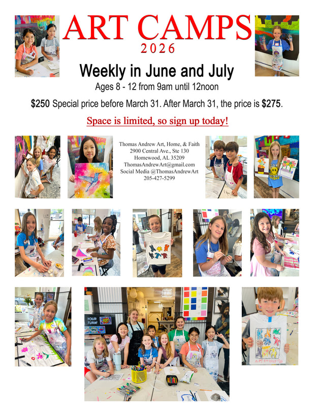 Studio artwork on display at Thomas Andrew Art gallery in Homewood