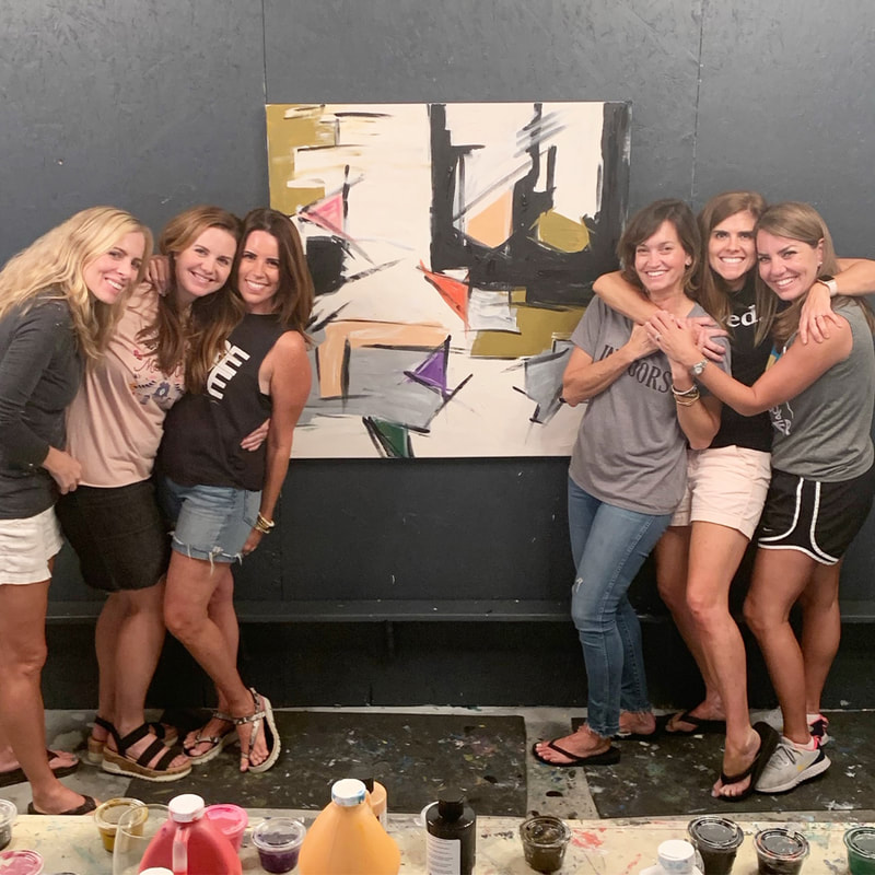 Girls' night out paint party in progress at Thomas Andrew Art
