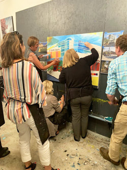 Fairway group painting at Thomas Andrew Art mural event.