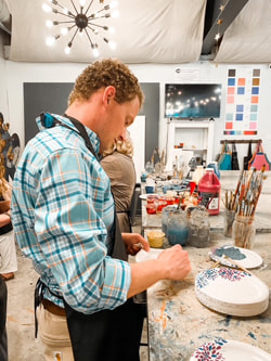 Group canvas painting session in Homewood, Alabama.